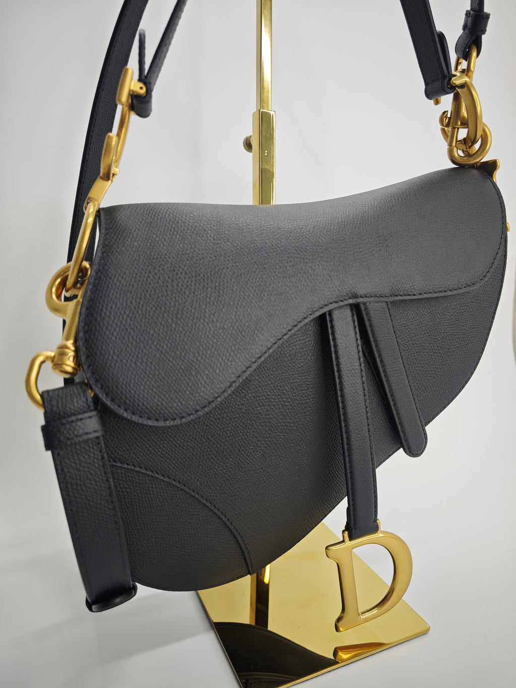 DIOR SADDLE LARGE BLACK LEATHER