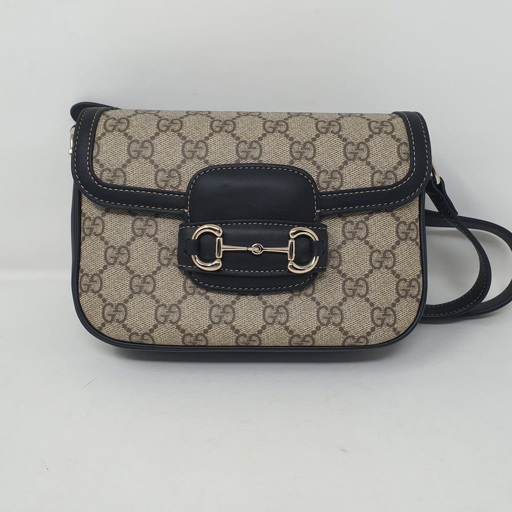 GUCCI HORSEBIT 1955 BLACK AND BEIGE MINI