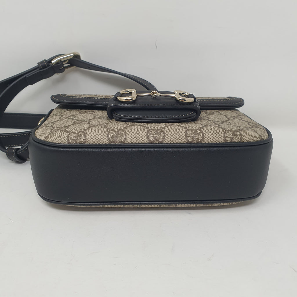 GUCCI HORSEBIT 1955 BLACK AND BEIGE MINI