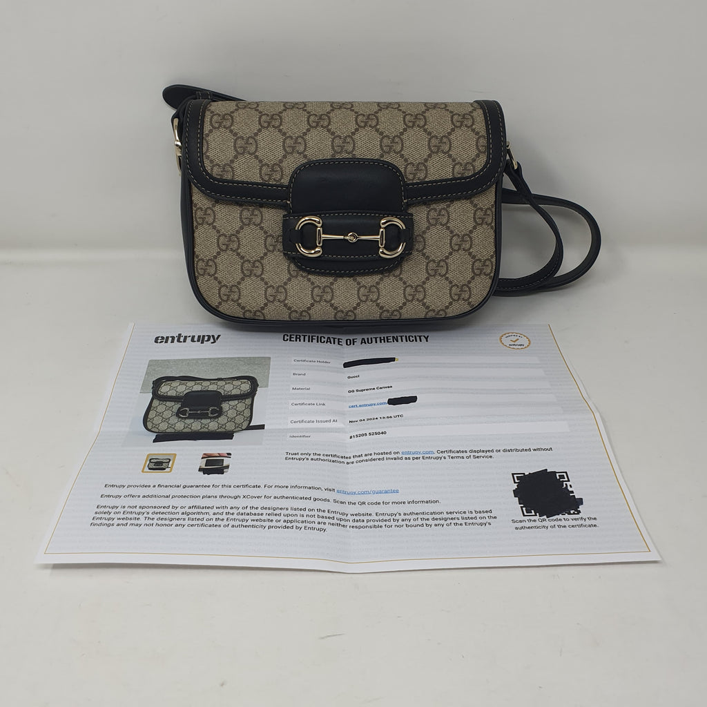 GUCCI HORSEBIT 1955 BLACK AND BEIGE MINI